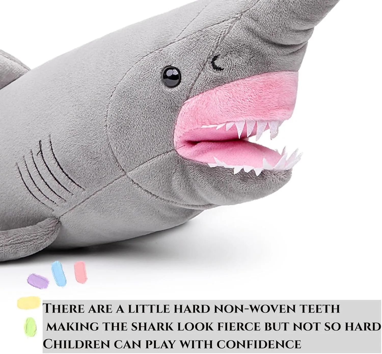 FRANKIEZHOU Goblin Shark Plush Toys-Gray 33in,Lifelike Long Tipped Shark,Gifts for Kids,Hug Plush