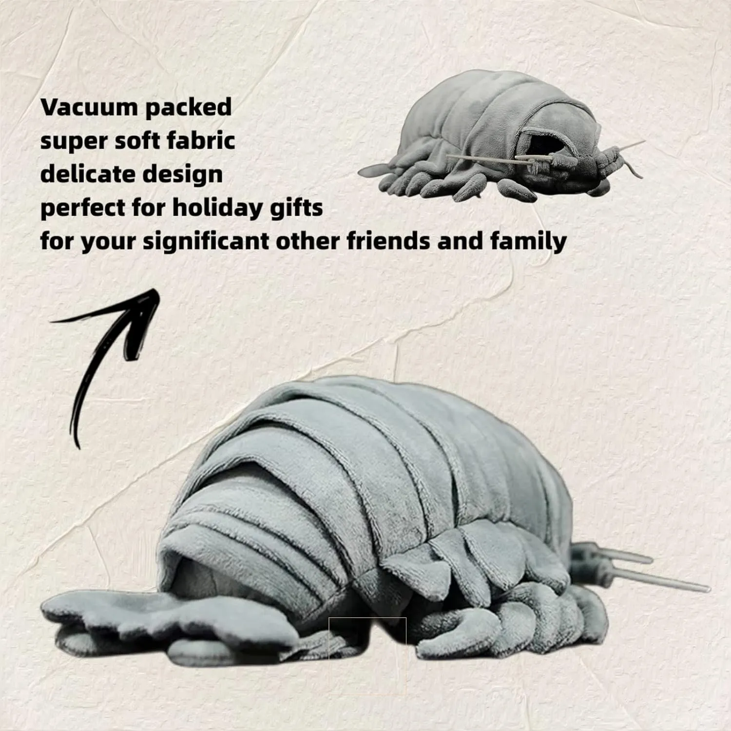 FRANKIEZHOU Realistic Giant Isopod Plush,Stuffed Animal-Grey 20",Isopod Plush Toy, Arthropods Stuffed Animal,Soft Animals,Girl Toys,Gifts for Kids