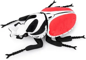 FRANKIEZHOU Simulation Goliathus Regius Plush,Beetle Stuffed Animal,Soft Stuffed Toy,Cuddly Toys,Gifts for Kids,Red 9.8 Inches Long