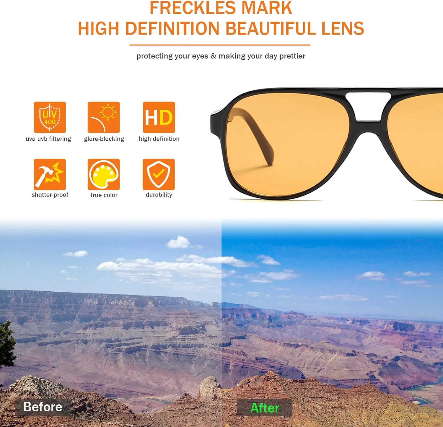 Freckles Mark Vintage Retro 70s Sunglasses for Women Men Classic Large Square Aviator Trendy Glasses