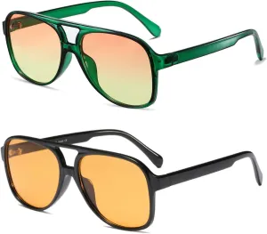 Freckles Mark Vintage Retro 70s Sunglasses for Women Men Classic Large Square Aviator Trendy Glasses