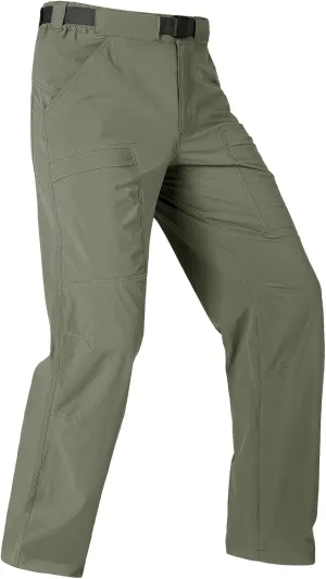 FREE SOLDIER Men's Outdoor Cargo Hiking Pants with Belt Lightweight Waterproof Quick Dry Tactical Pants Nylon Spandex (30W/30L Sage Green)