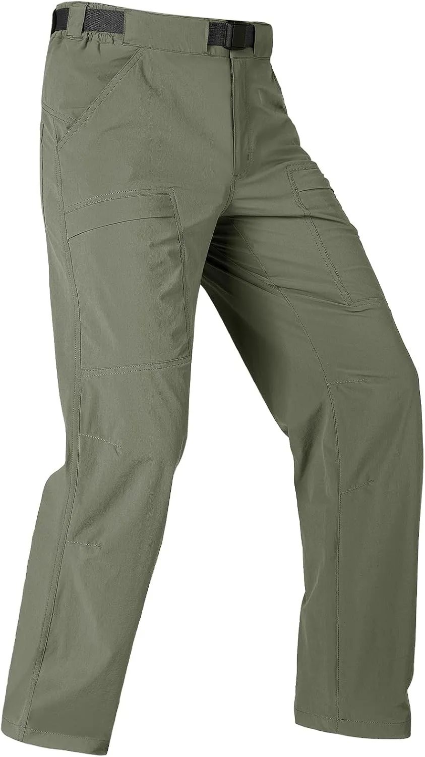 FREE SOLDIER Men's Outdoor Cargo Hiking Pants with Belt Lightweight Waterproof Quick Dry Tactical Pants Nylon Spandex (30W/30L Sage Green)