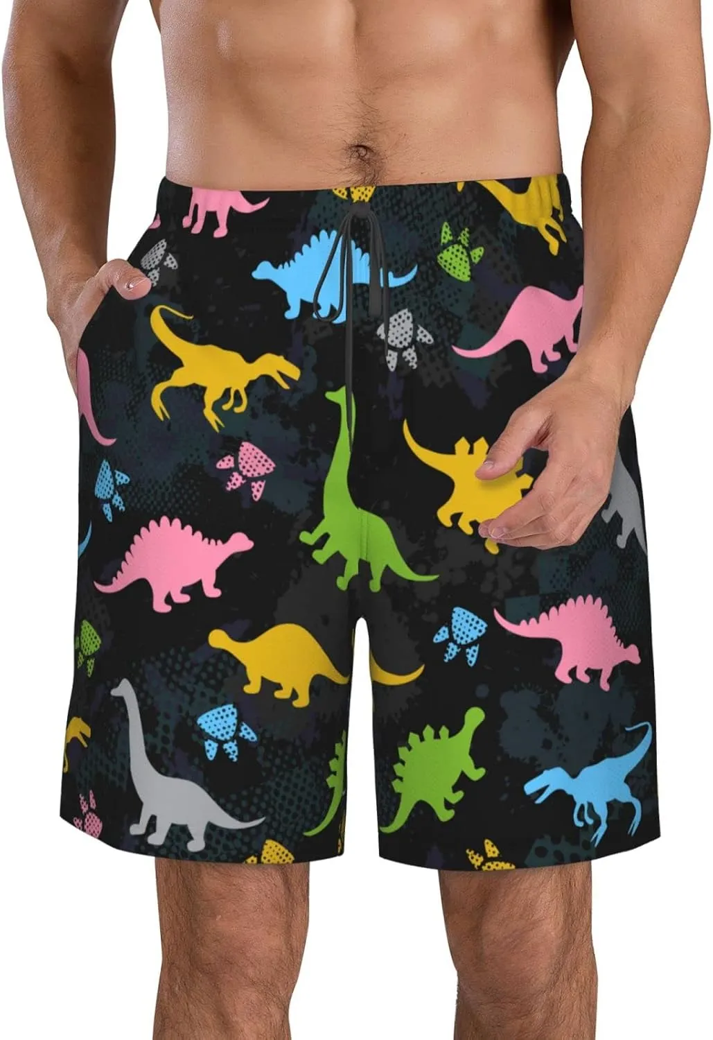 FREEHOTU Men's Swim Trunks Beach Board Shorts Quick Dry Swimwear Sports with Pockets