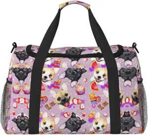 French little bulldog Travel Tote Bag â€“ Large Reusable Shopping Bag, Vacation Tote, Sports Duffel Bag with Adjustable Crossbody Strap