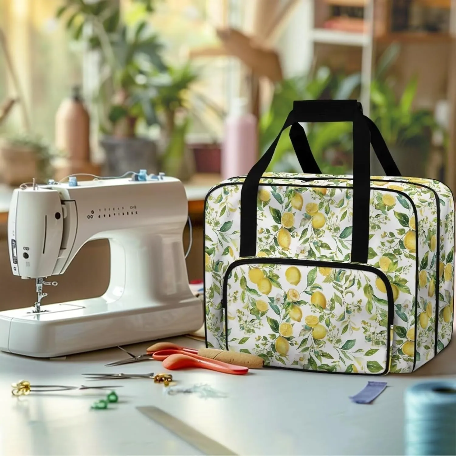 Fresh Lemon Sewing Machine Bag Useful Storage Bags Fashion Large Capacity Home Assortment Case Organize