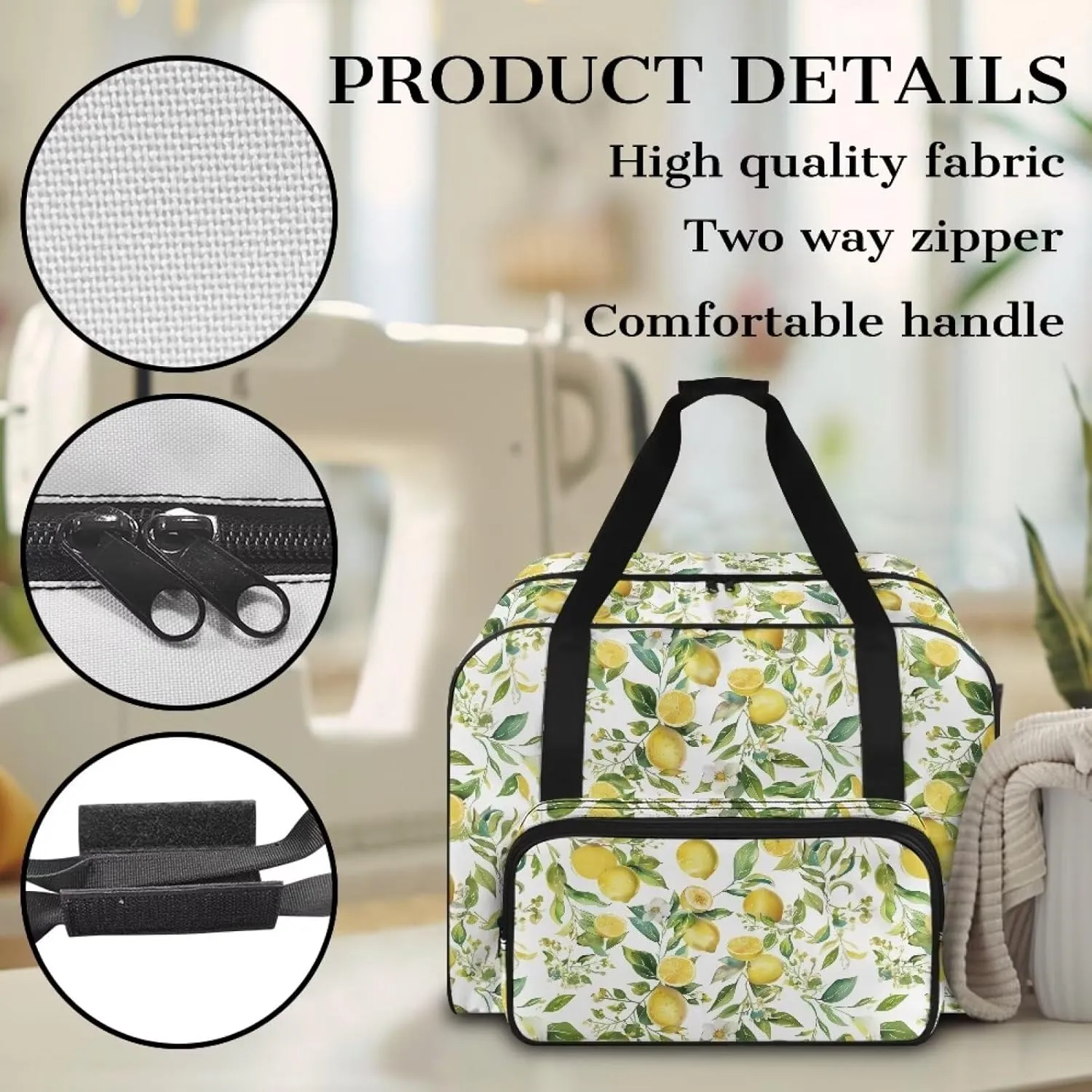 Fresh Lemon Sewing Machine Bag Useful Storage Bags Fashion Large Capacity Home Assortment Case Organize