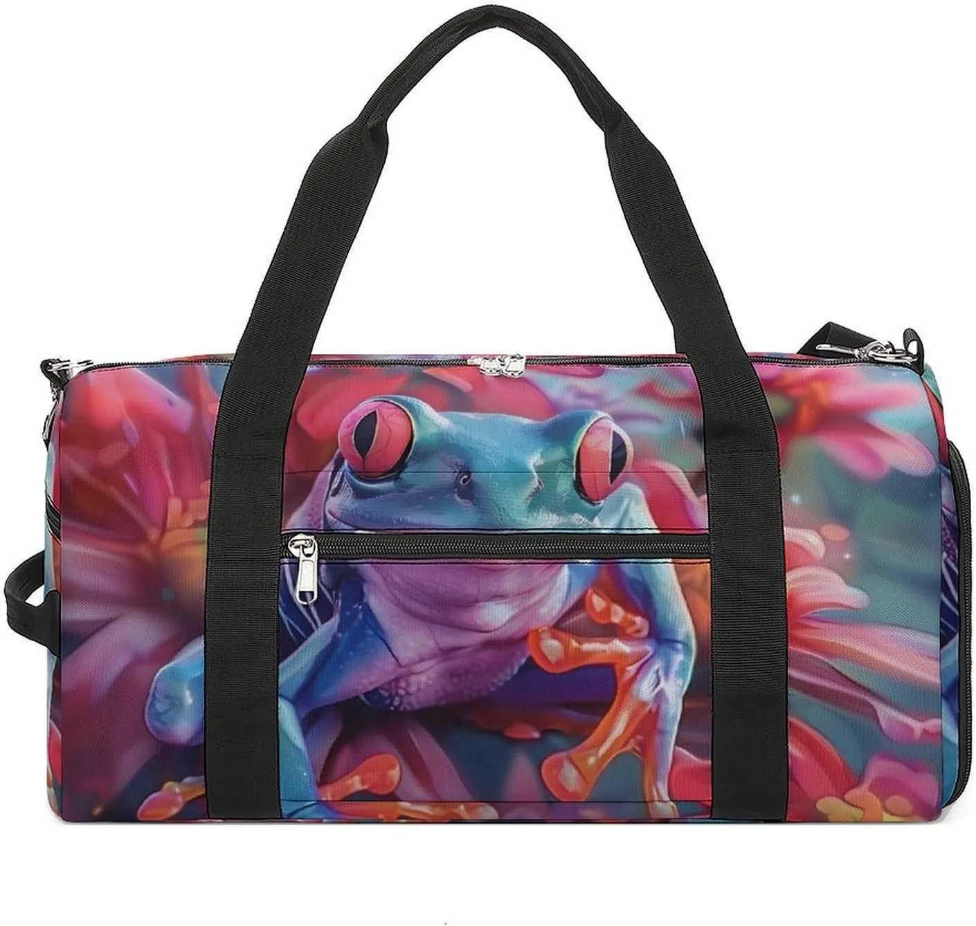 Frog Graphic Sports Gym Bag for Men Women Travel Duffel Bag with Shoulder Strap