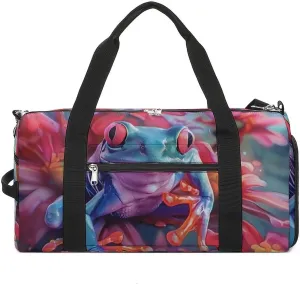 Frog Graphic Sports Gym Bag for Men Women Travel Duffel Bag with Shoulder Strap