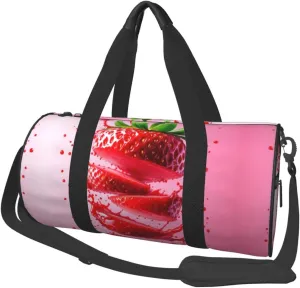 Fruit Strawberry Splash Juice Travel Bag for Women & Men, Large Capacity Duffle Bag with Detachable Shoulder Strap, Waterproof Overnight Weekender Bag for Gym Business Vacation Short Trips
