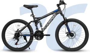 Full Dual Suspension Mountain Bike 24/26/27.5 Inch, Mountain Bike for Mens Womens, Student Work with 21-Speed Disc Trail Commuter City Snow Bicycles
