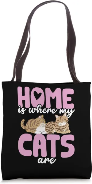 Funny Home Is Where My Cats Are Cat Tote Bag