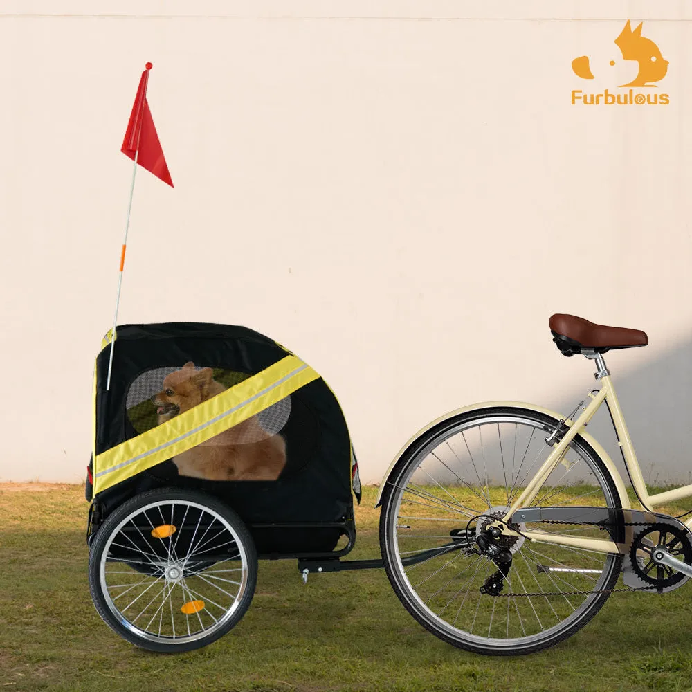 Furbulous Pet Bike Trailers 40kg Outdoor Bicycle Covered Carrier for Dogs Cats Red Black