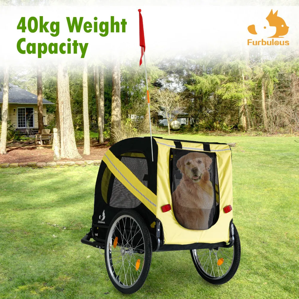 Furbulous Pet Bike Trailers 40kg Outdoor Bicycle Covered Carrier for Dogs Cats Red Black