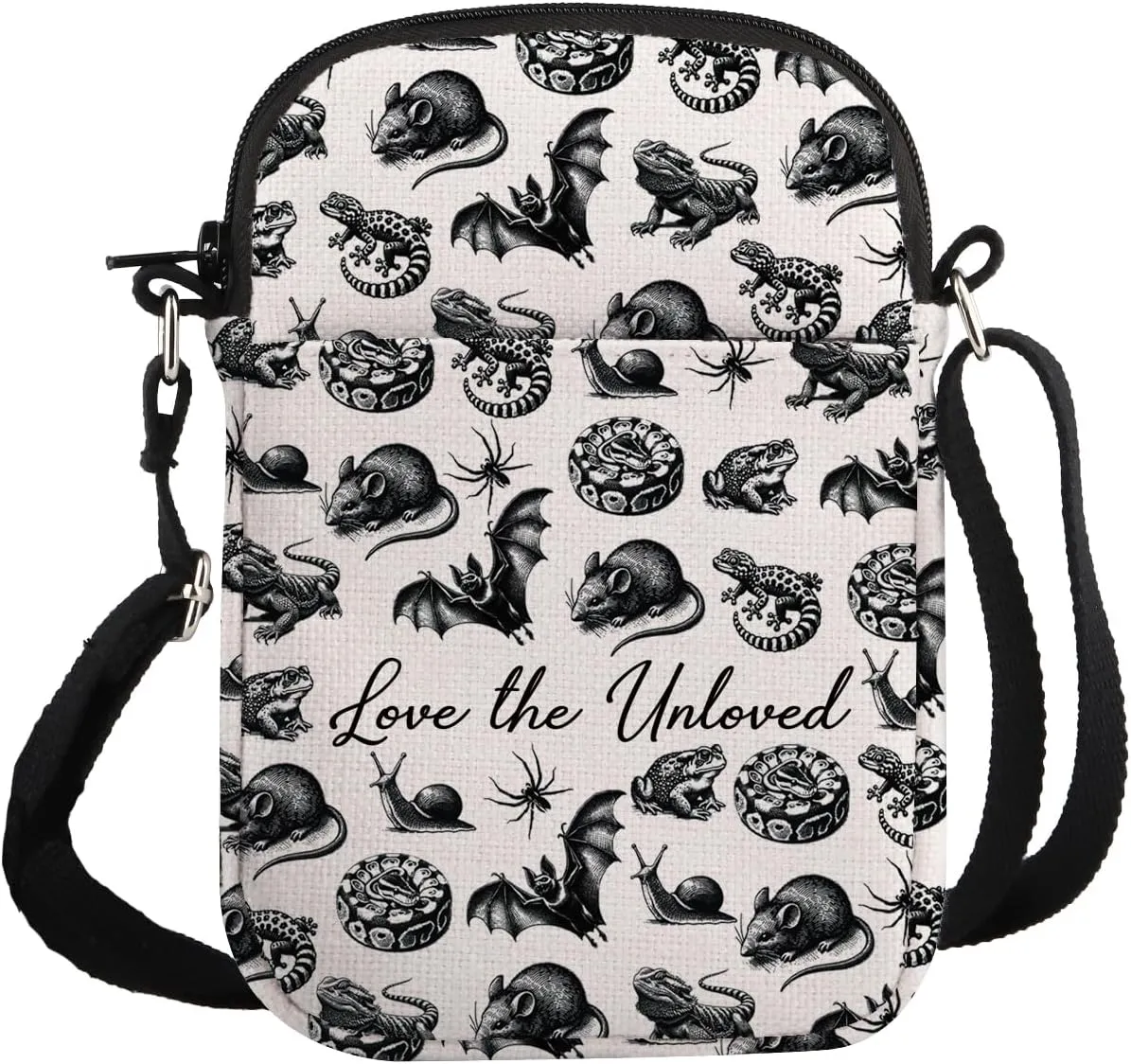 G2TUP Niche Pet Lover Gift Love The Unloved Crossbody Bag Reptile Lover Travel Bag Niche Pet Owner Gift