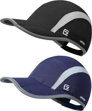 GADIEMKENSD 2 Pack Reflective Foldable Sports Hat UPF 50  Sun Protection Outdoor Run Hats for Men and Women