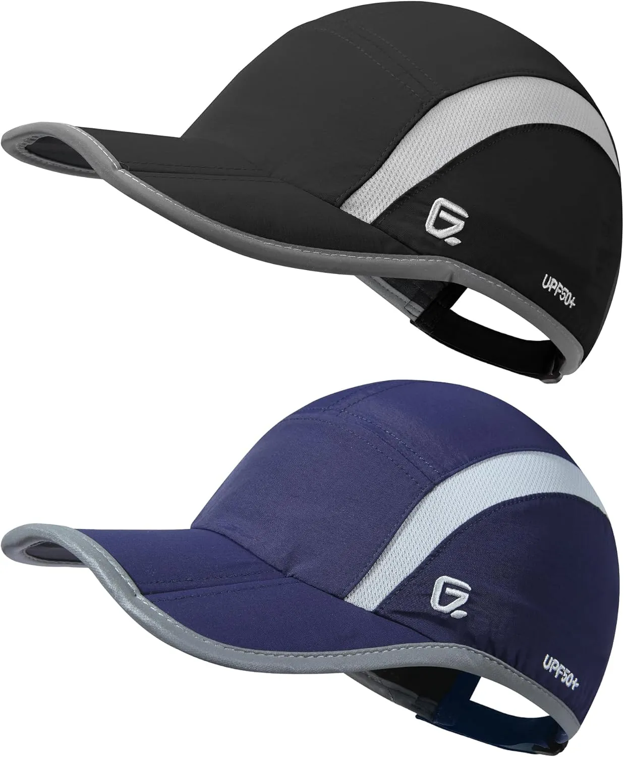GADIEMKENSD 2 Pack Reflective Foldable Sports Hat UPF 50  Sun Protection Outdoor Run Hats for Men and Women