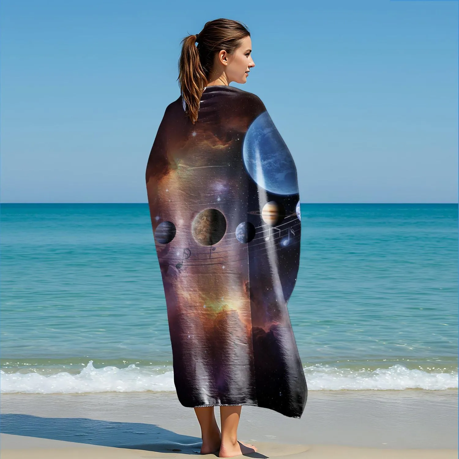 Galaxy Solar System Planet Print Beach Towel - Microfiber Starry Sky Beach Towel, Soft Space Theme for Adults and Kids (style4,63in x 32in)