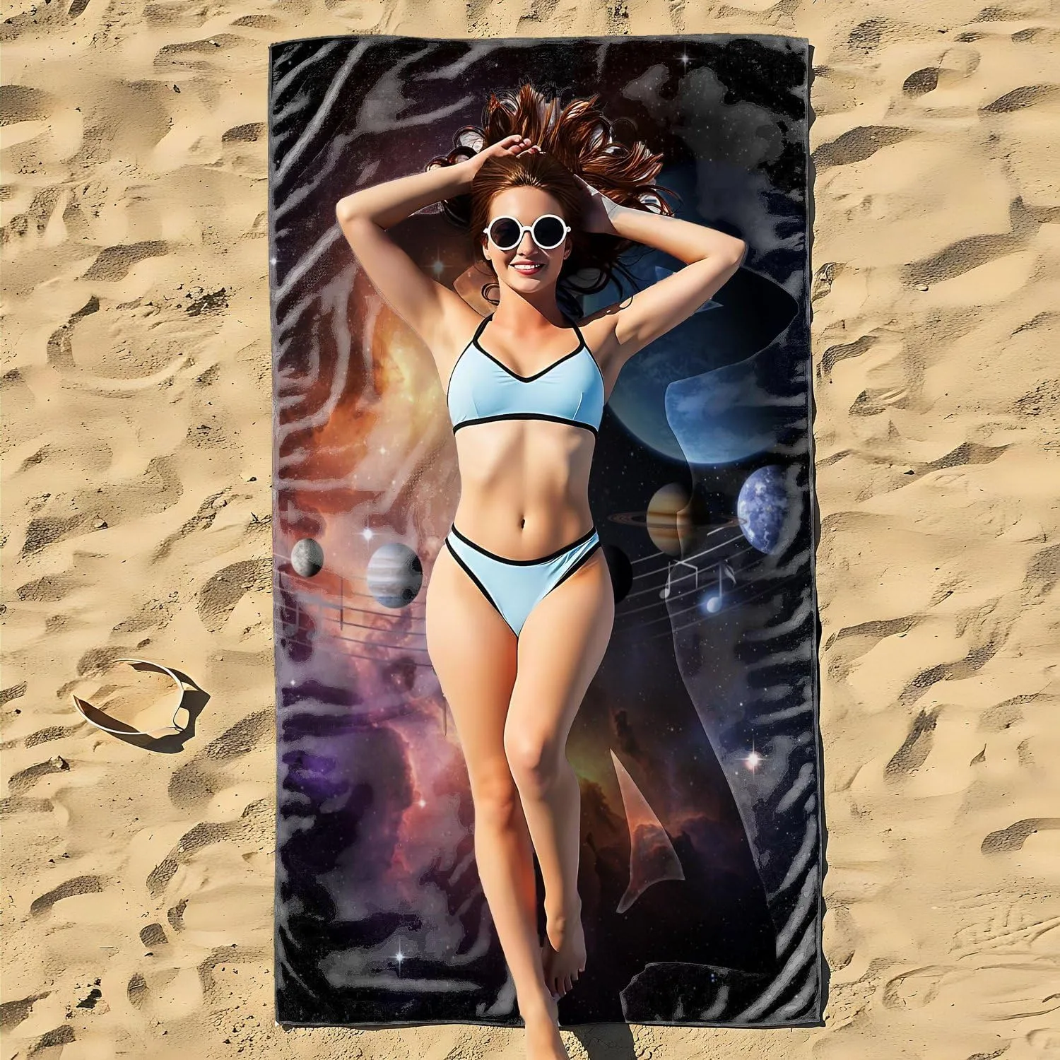 Galaxy Solar System Planet Print Beach Towel - Microfiber Starry Sky Beach Towel, Soft Space Theme for Adults and Kids (style4,63in x 32in)