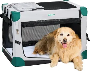 Gardner Pet Soft Collapsible Dog Crate - 36 Inch Portable Travel Dog Crate for Medium/Large Dogs Indoor & Outdoor, 3-Door Pet Crate with Durable Mesh Windows & Storage Bag, Grey