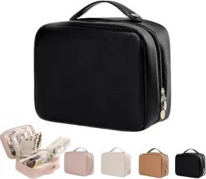 GDSAFS Multi Compartment Toiletry Bag, Multi-Compartment Toiletry Cosmetics Bag, Toiletry Cosmetics Bag Consulbefor for Makeup Travel (Black)