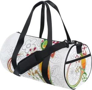 Gecko Floral Tribal Art Colorful Portable Gym Bag, Travel Bag, Luggage bag, Sports Bag, Toiletry Bag with Handles, Detachable Shoulder Strap 17.6 x 9 x 9 inch