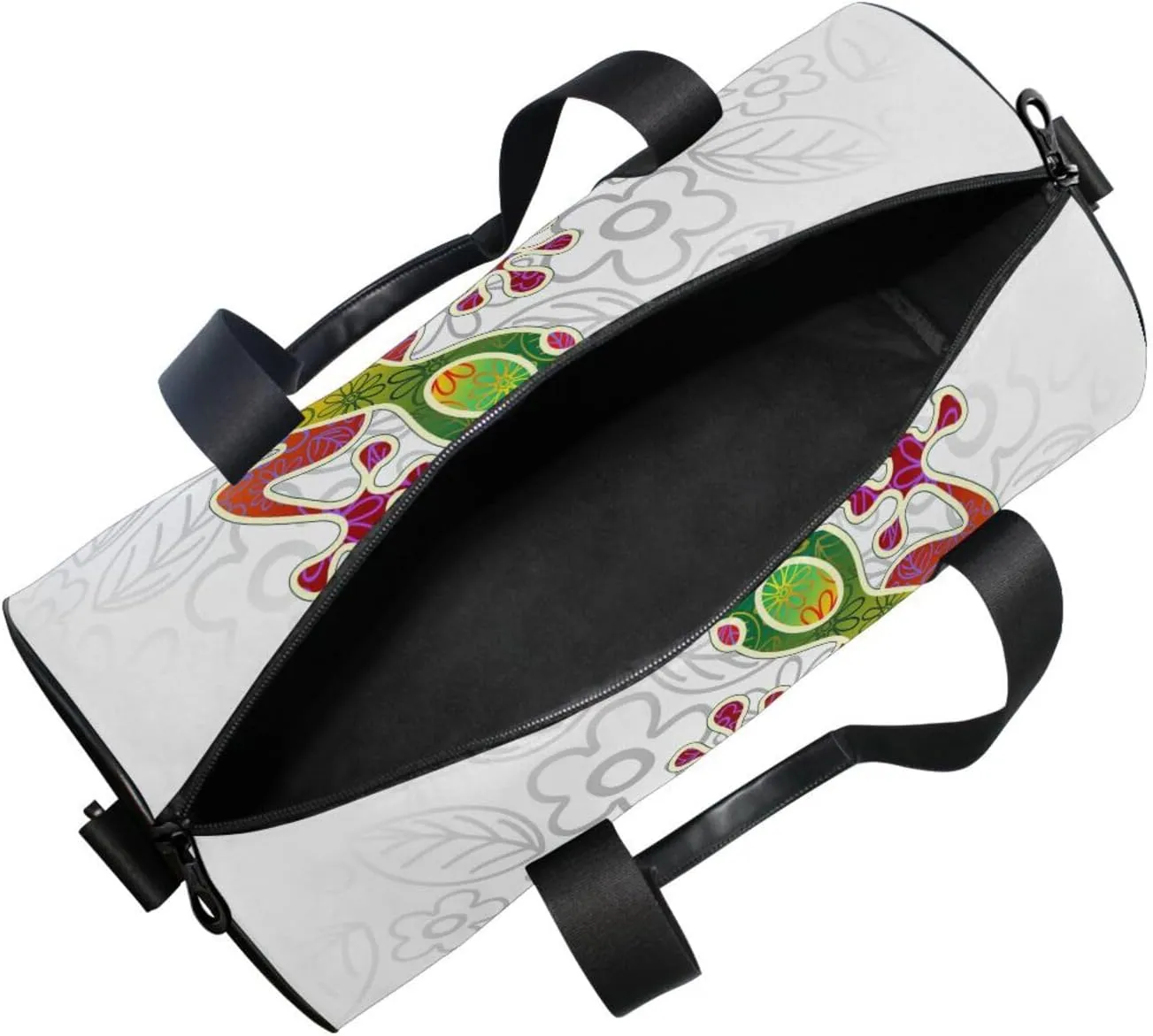 Gecko Floral Tribal Art Colorful Portable Gym Bag, Travel Bag, Luggage bag, Sports Bag, Toiletry Bag with Handles, Detachable Shoulder Strap 17.6 x 9 x 9 inch