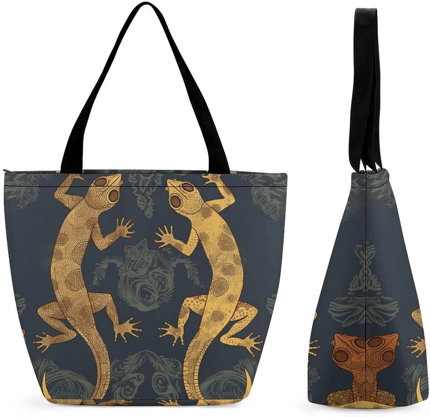 Gecko Lizards Shopping Bag for Ladies Reusable Shopping Bagstote Bag Stylish Waterproof Oxford Cloth Ladies Shoulder Bag for Work Shopping