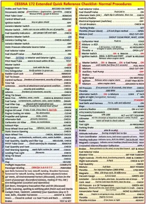 Generic Cessna 172 Skyhawk Checklist for Student Pilots, Extended (Carburetor & Injection)