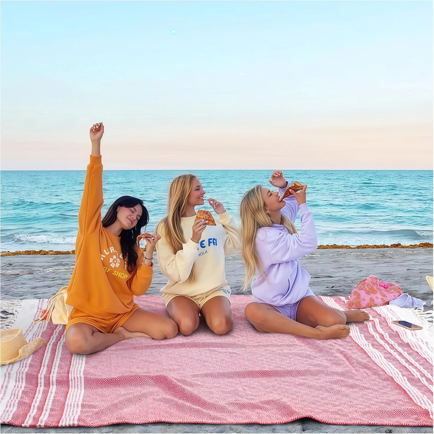 Genovega Oversized Giant Turkish Beach Towel Blanket Extra Large XXL Lightweight Quick Dry Sand Free Boho Throw Pool Cloud Sandrpoof Blankets Women Men Big Jumbo Wide 2 Person Size Red