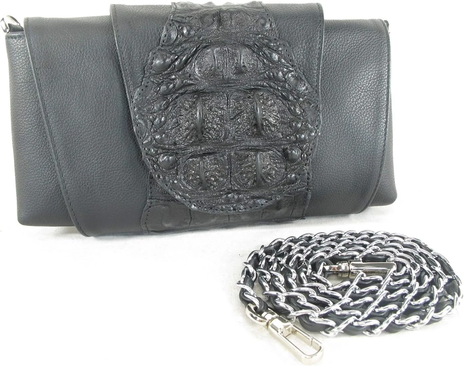 Genuine Crocodile Skin Leather Clutch Purse Crossbody Shoulder Bag