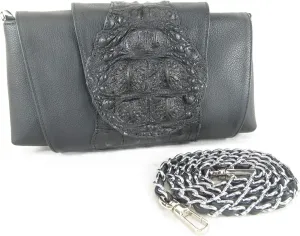 Genuine Crocodile Skin Leather Clutch Purse Crossbody Shoulder Bag