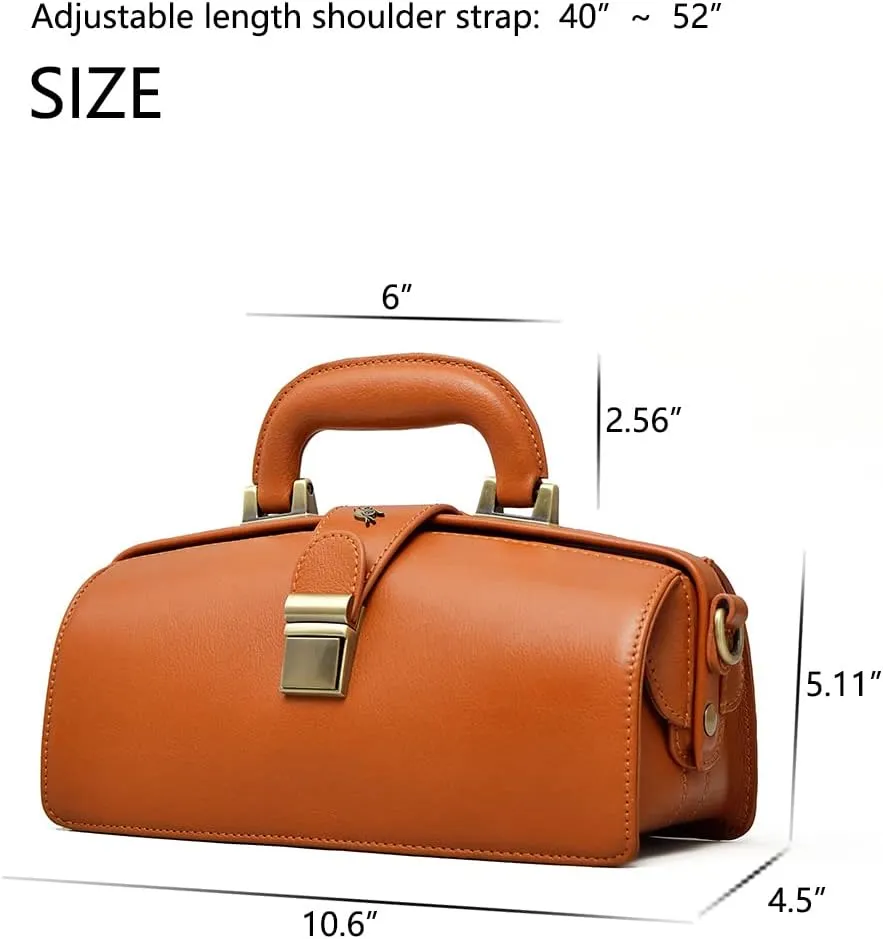 genuine leather handbag cowhide doctor bag brown shoulder bag buckle women's bag