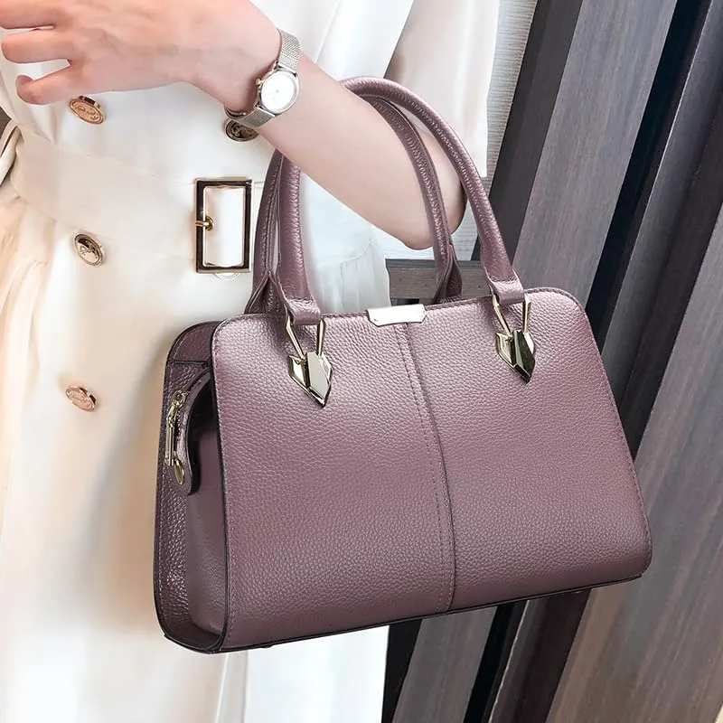 Genuine leather handbag, cowhide handbag, large capacity women's handbag, new bag, hand-held one shoulder crossbody