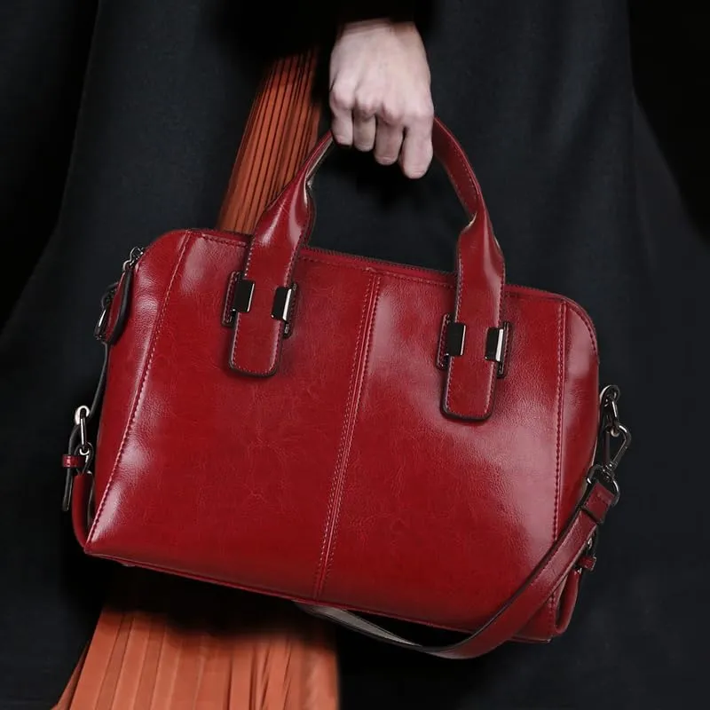 Genuine leather handbag new bagcowhide handbag, large capacity women's handbag, hand-held one shoulder crossbody