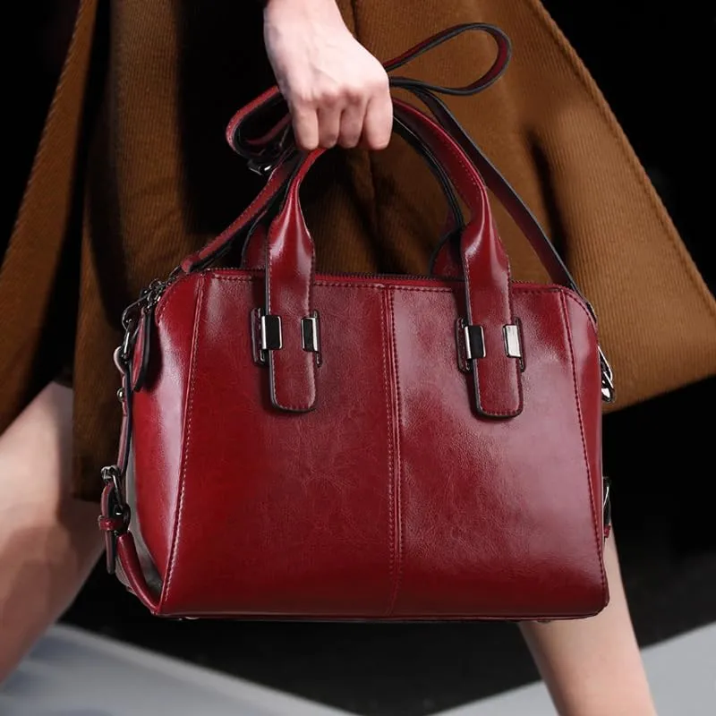 Genuine leather handbag new bagcowhide handbag, large capacity women's handbag, hand-held one shoulder crossbody