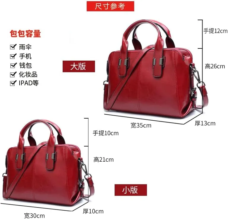 Genuine leather handbag new bagcowhide handbag, large capacity women's handbag, hand-held one shoulder crossbody
