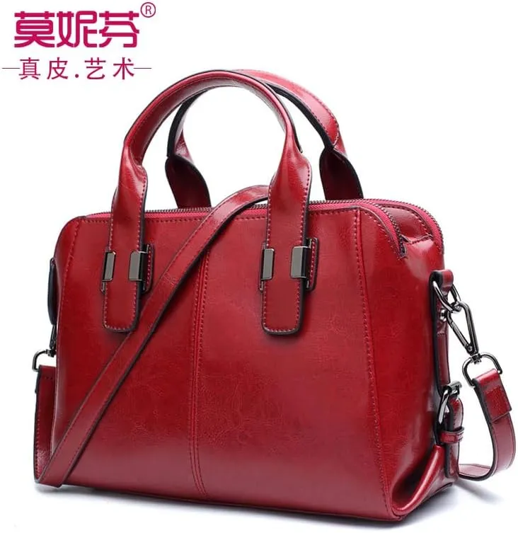 Genuine leather handbag new bagcowhide handbag, large capacity women's handbag, hand-held one shoulder crossbody