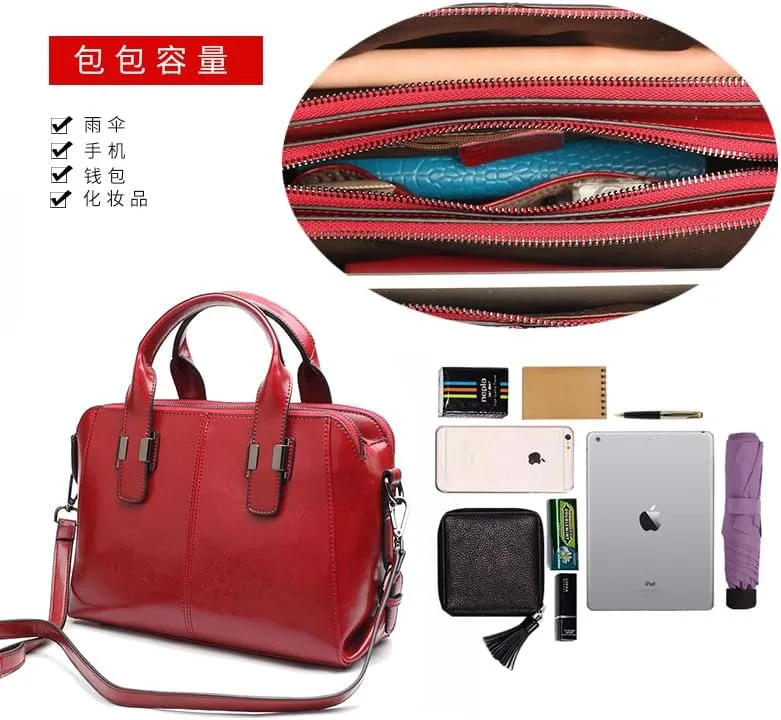 Genuine leather handbag new bagcowhide handbag, large capacity women's handbag, hand-held one shoulder crossbody