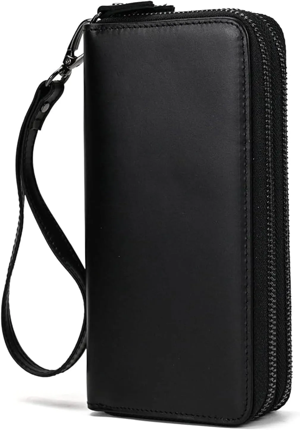 Genuine Leather Long Wallet for Men, Large Capacity Purse Clutch Bag Handbag Checkbook Cash Credit Cards Phone Holder