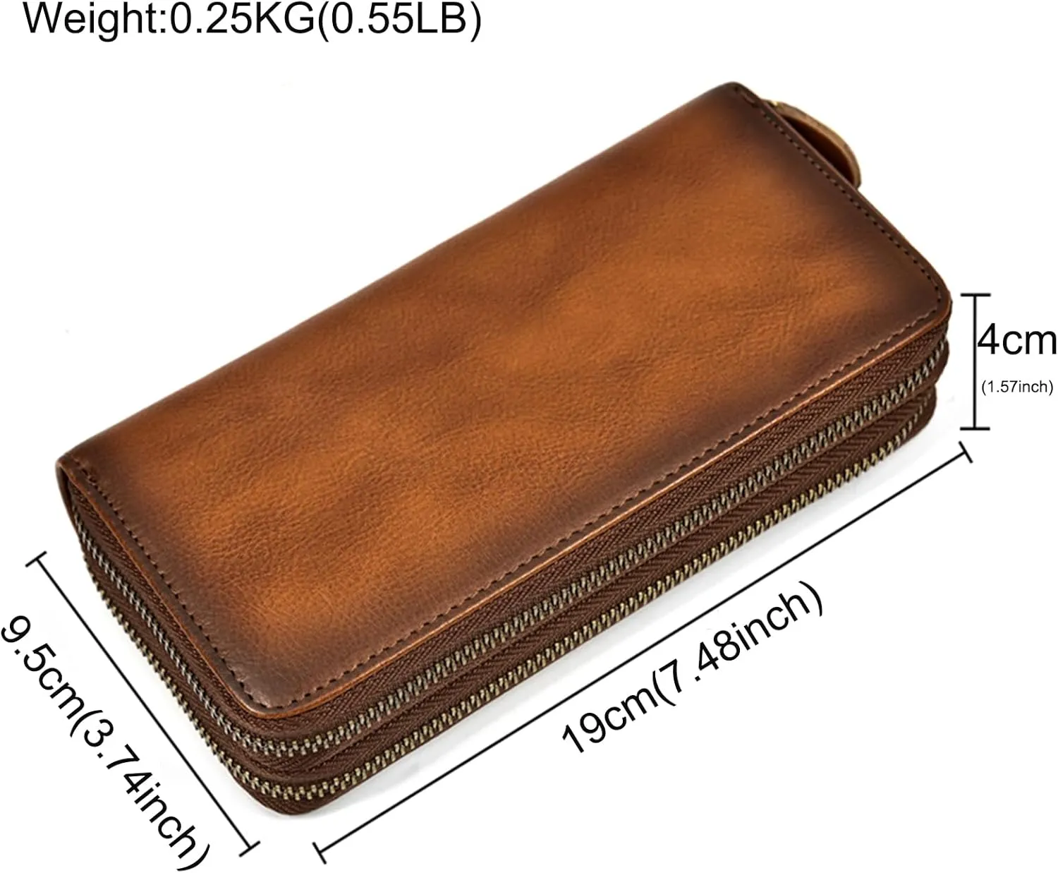 Genuine Leather Long Wallet for Men, Large Capacity Purse Clutch Bag Handbag Checkbook Cash Credit Cards Phone Holder