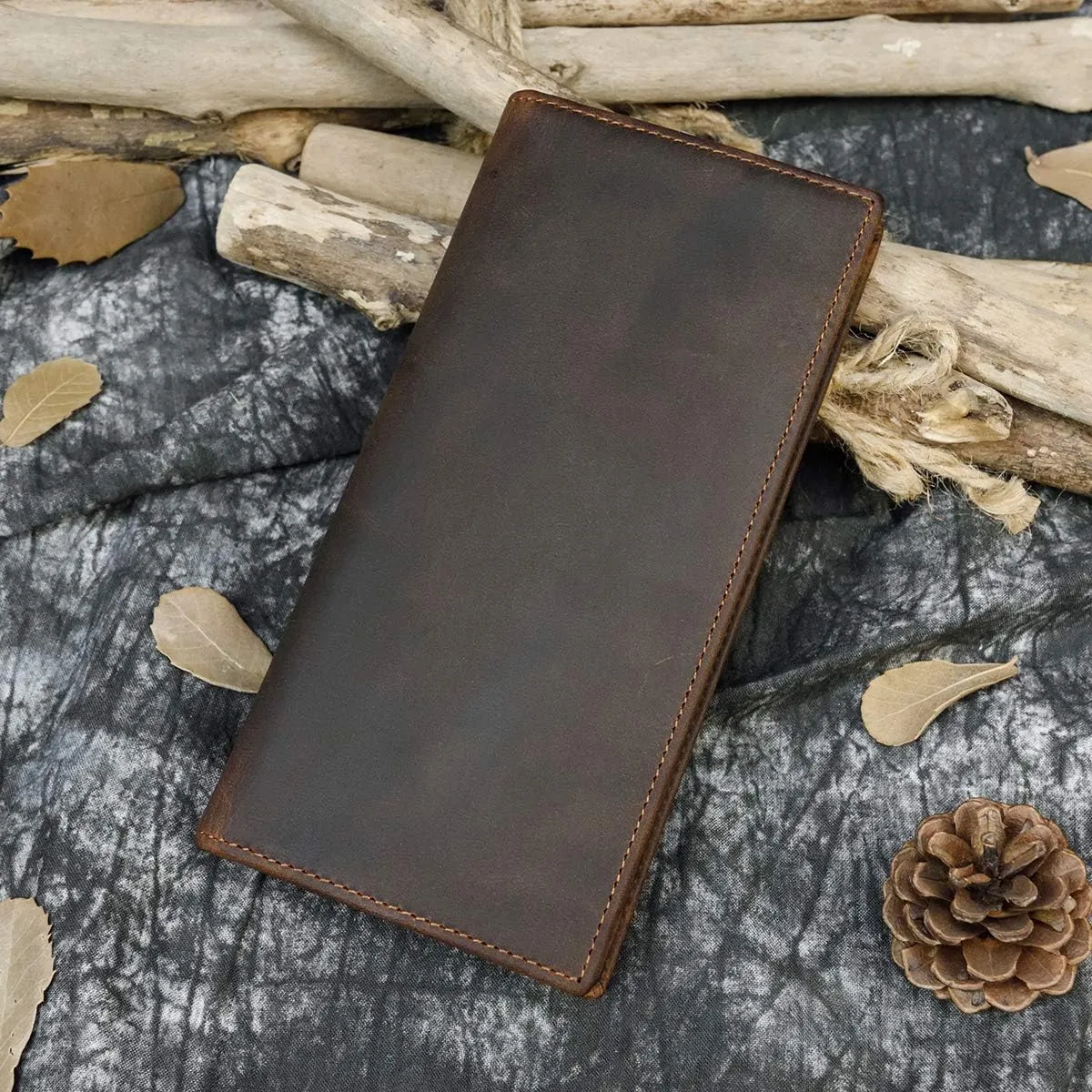 Genuine Leather Long Wallet for Men, Large Capacity Purse Clutch Bag Handbag Checkbook Cash Credit Cards Phone Holder