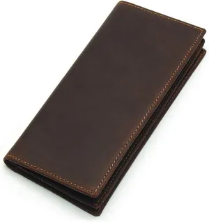 Genuine Leather Long Wallet for Men, Large Capacity Purse Clutch Bag Handbag Checkbook Cash Credit Cards Phone Holder