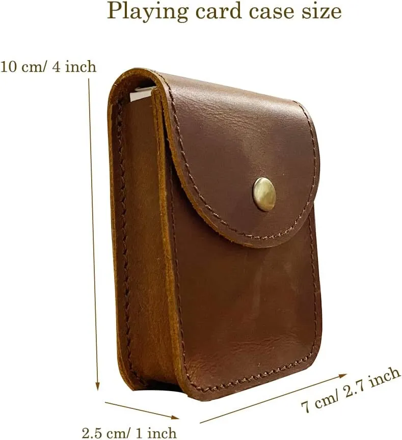 Genuine Leather Playing Card Case, Single Deck Playing Card Box，Leather Pouch Multipurpose with Belt Clip for Carrying Cards Small Tools Storage