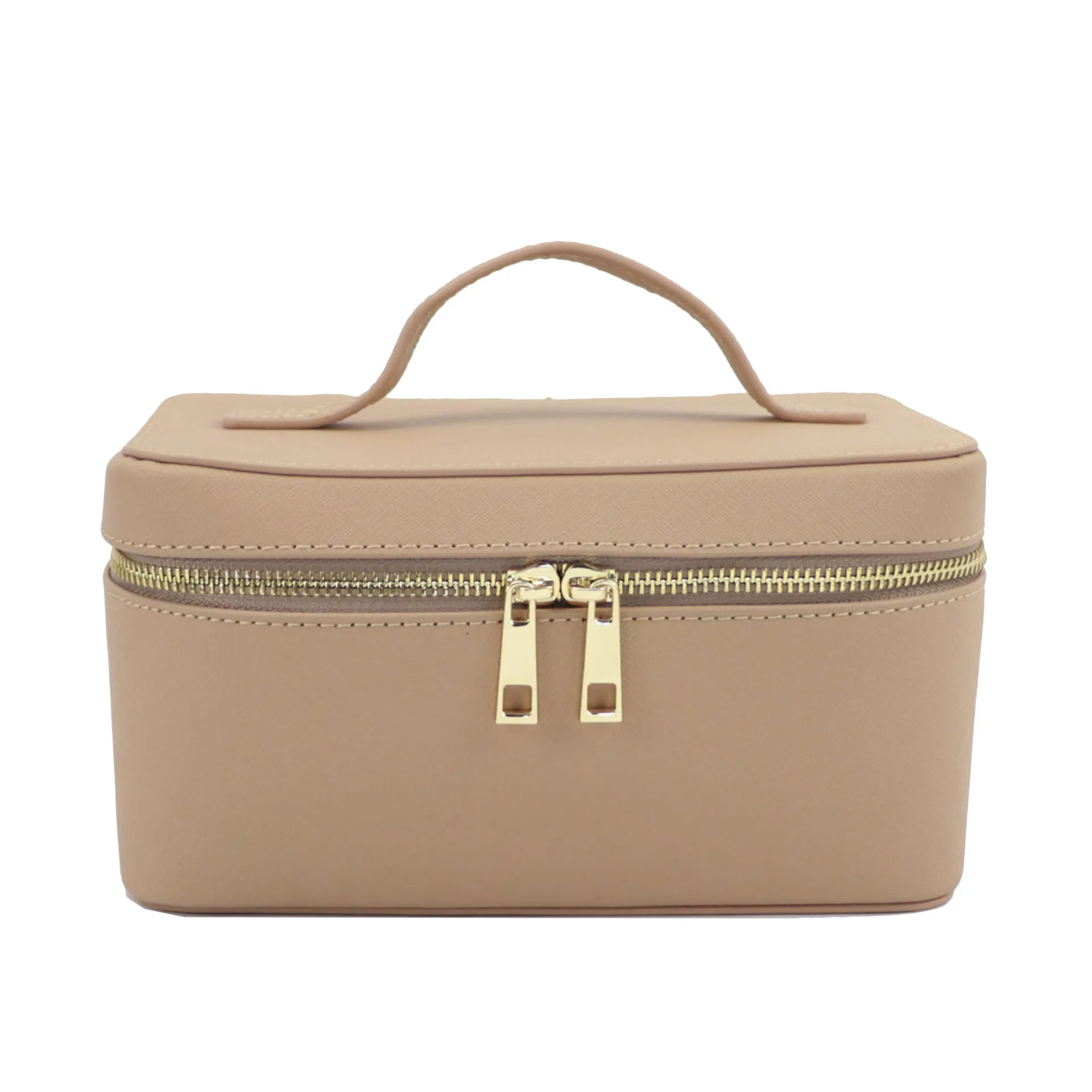Genuine Leather Portable Travel Cosmetic Toiletry Zip Case Large Capacity (Multiple Colors)