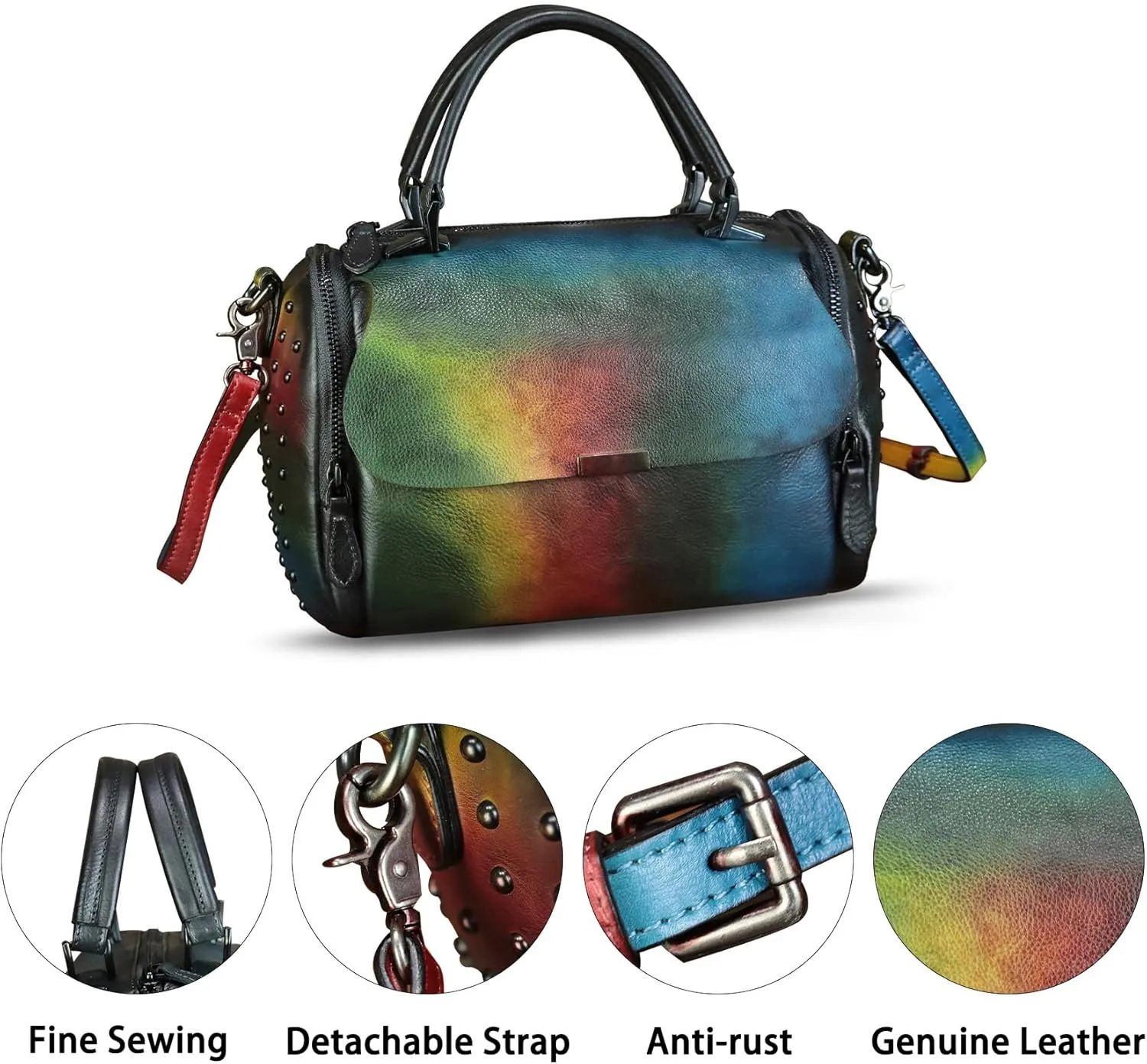 Genuine Leather Satchel for Women - Handbag with Top Handle and Shoulder Strap - Crossbody Bag - Handmade Purses