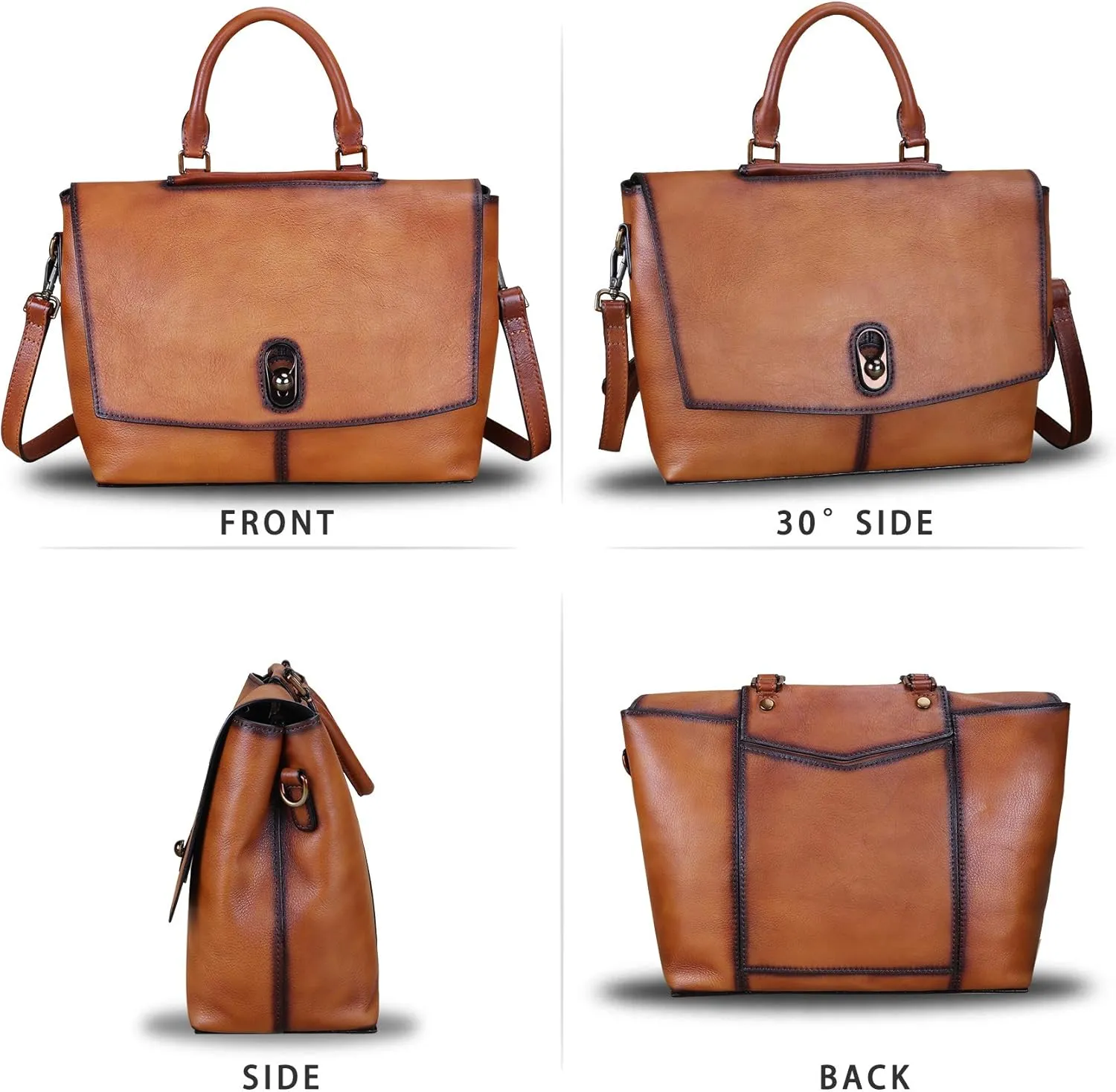 Genuine Leather Satchel Purses Handbags for Women Large Capacity Shoulder Bags Lady Work Top Handle Crossbody Bag