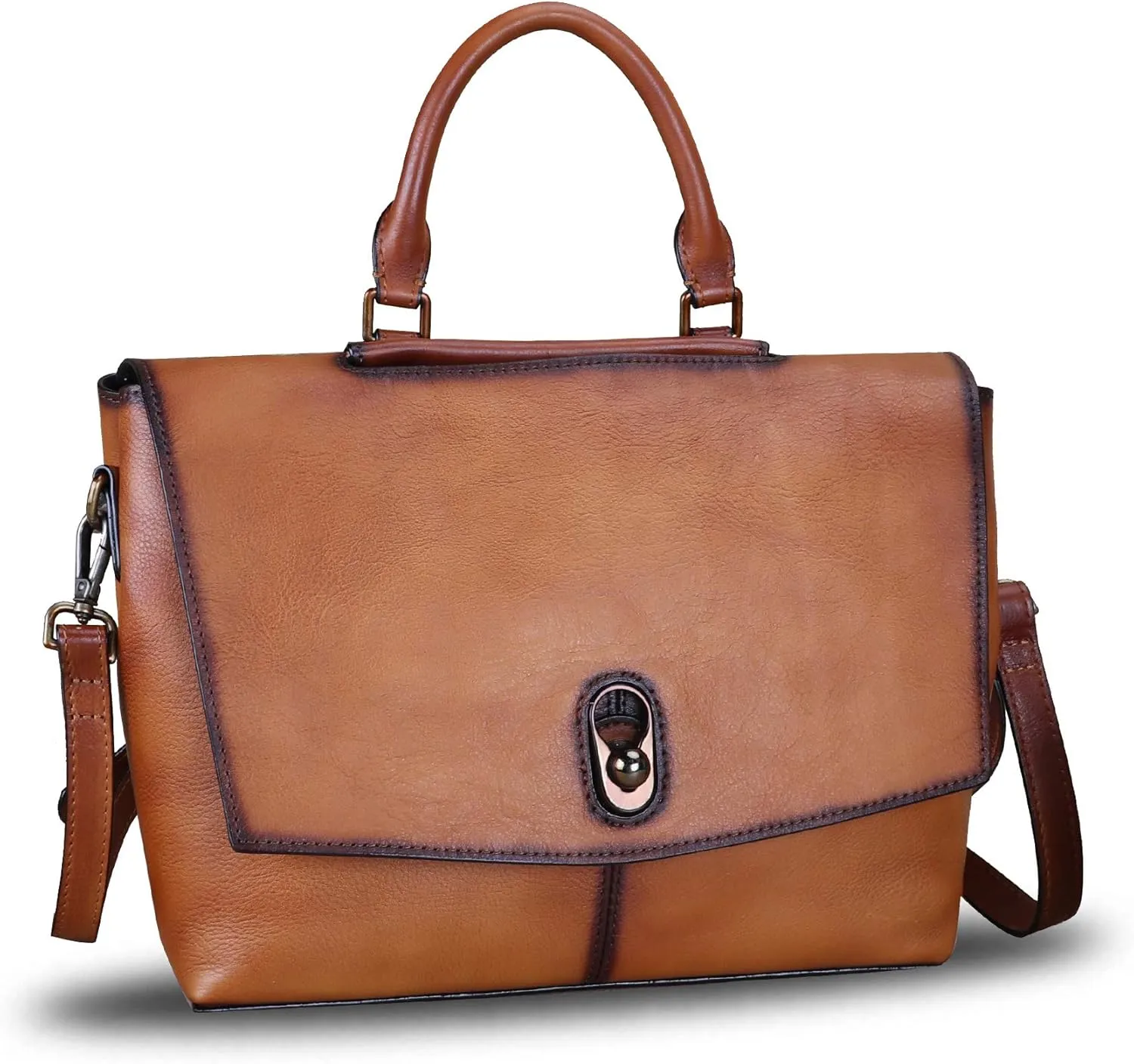 Genuine Leather Satchel Purses Handbags for Women Large Capacity Shoulder Bags Lady Work Top Handle Crossbody Bag