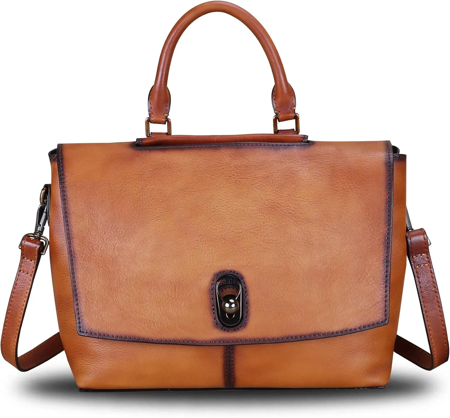Genuine Leather Satchel Purses Handbags for Women Large Capacity Shoulder Bags Lady Work Top Handle Crossbody Bag