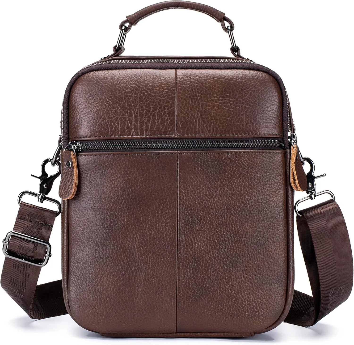 Genuine Leather Shoulder Bag for Men, Medium Messenger Bag Crossbody, Mens Handbag with Multiple Pockets for Daily